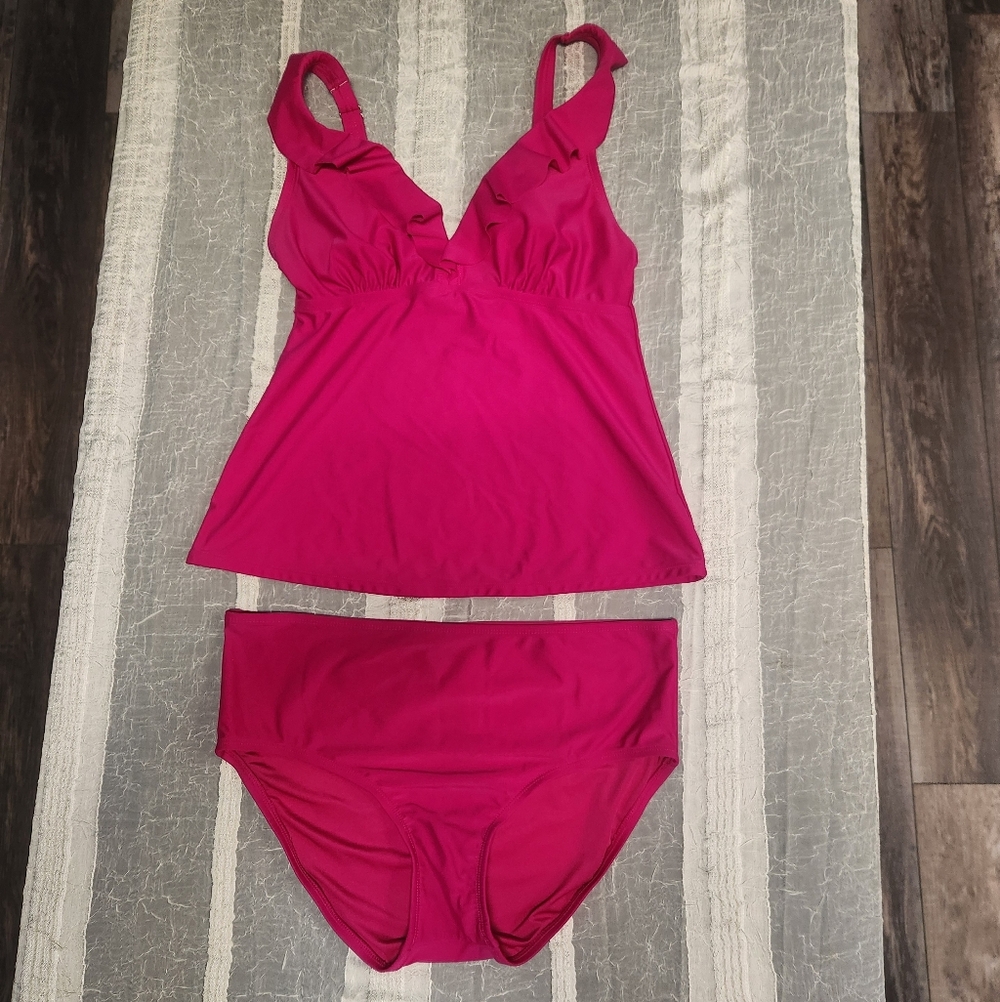 DKNY Fuchsia Tankini Bathing Suit
